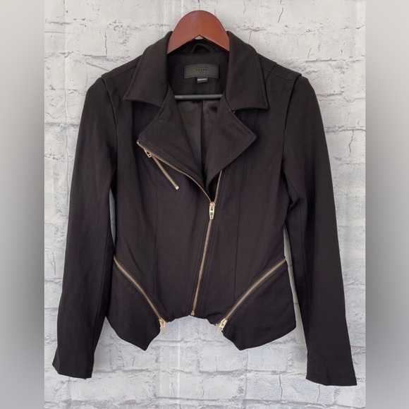 NEW BLANKNYC Denim Psychopath Ponte Moto Jacket - Black / Gold - Large - Picture 4 of 9